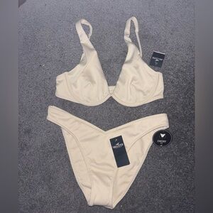 Hollister Beige Bikini Top and Bottom set